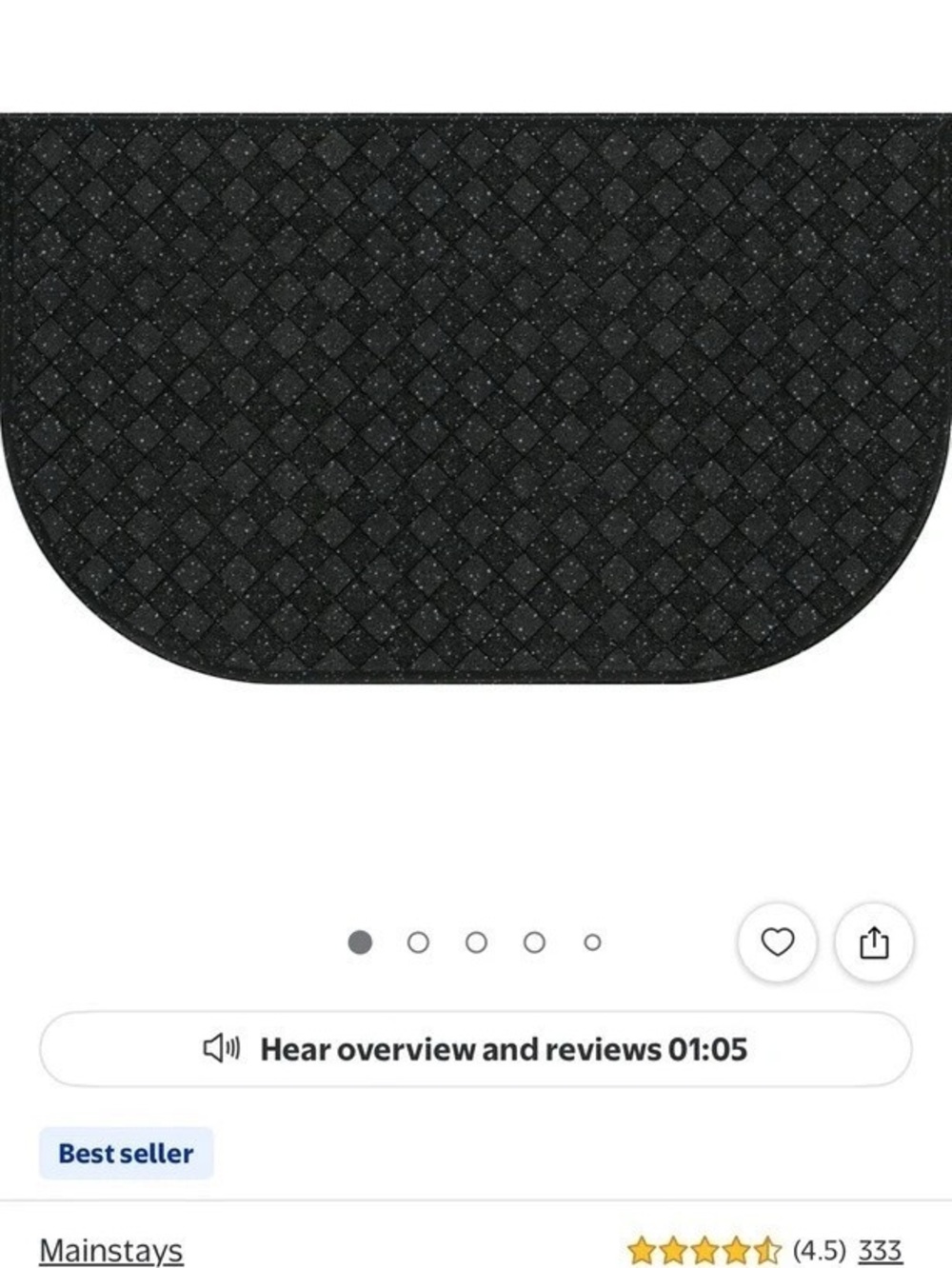 2 Mainstays Comfort Mate D Kitchen Mat, Black, 1.5 ft x 2.5 ft